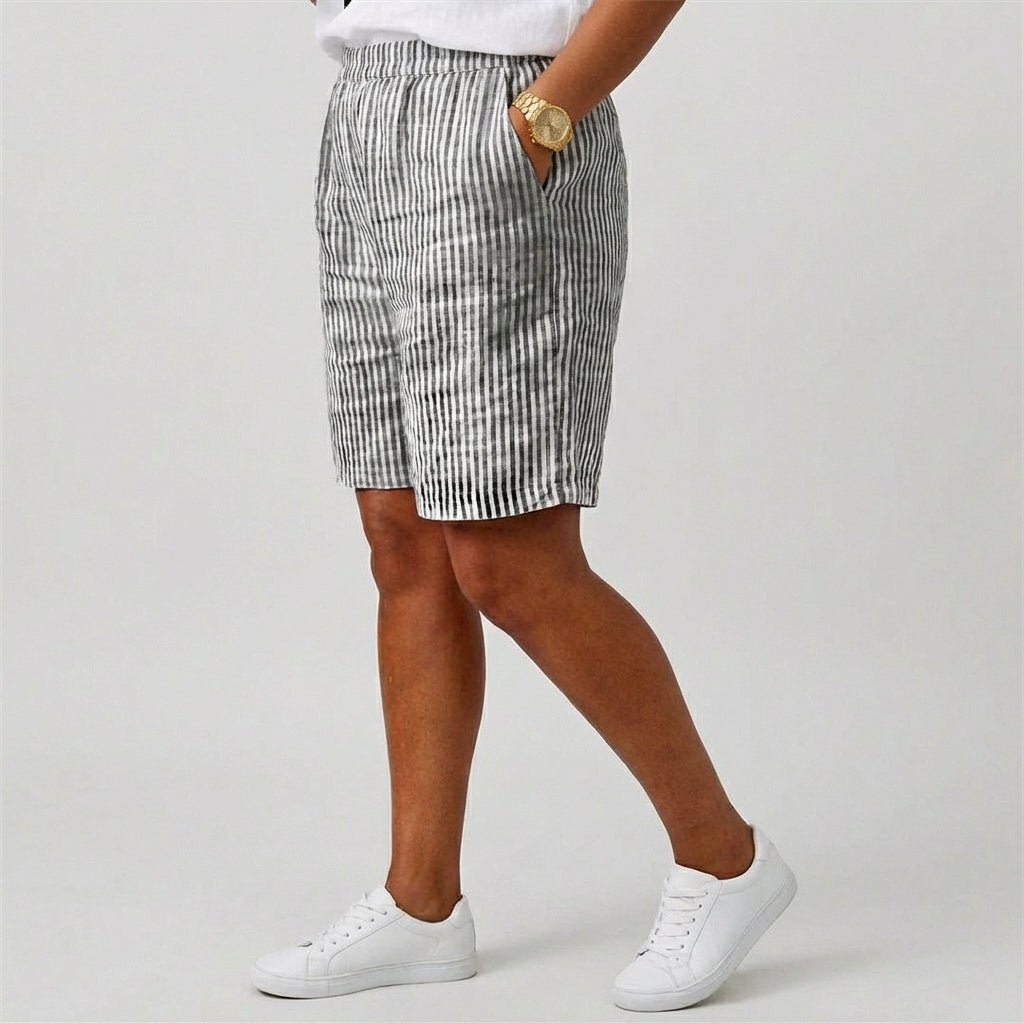 Women's Relaxed-Fit Elastic-Waist Striped Summer Shorts
