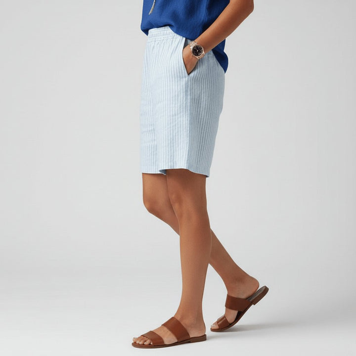 Women's Relaxed-Fit Elastic-Waist Striped Summer Shorts