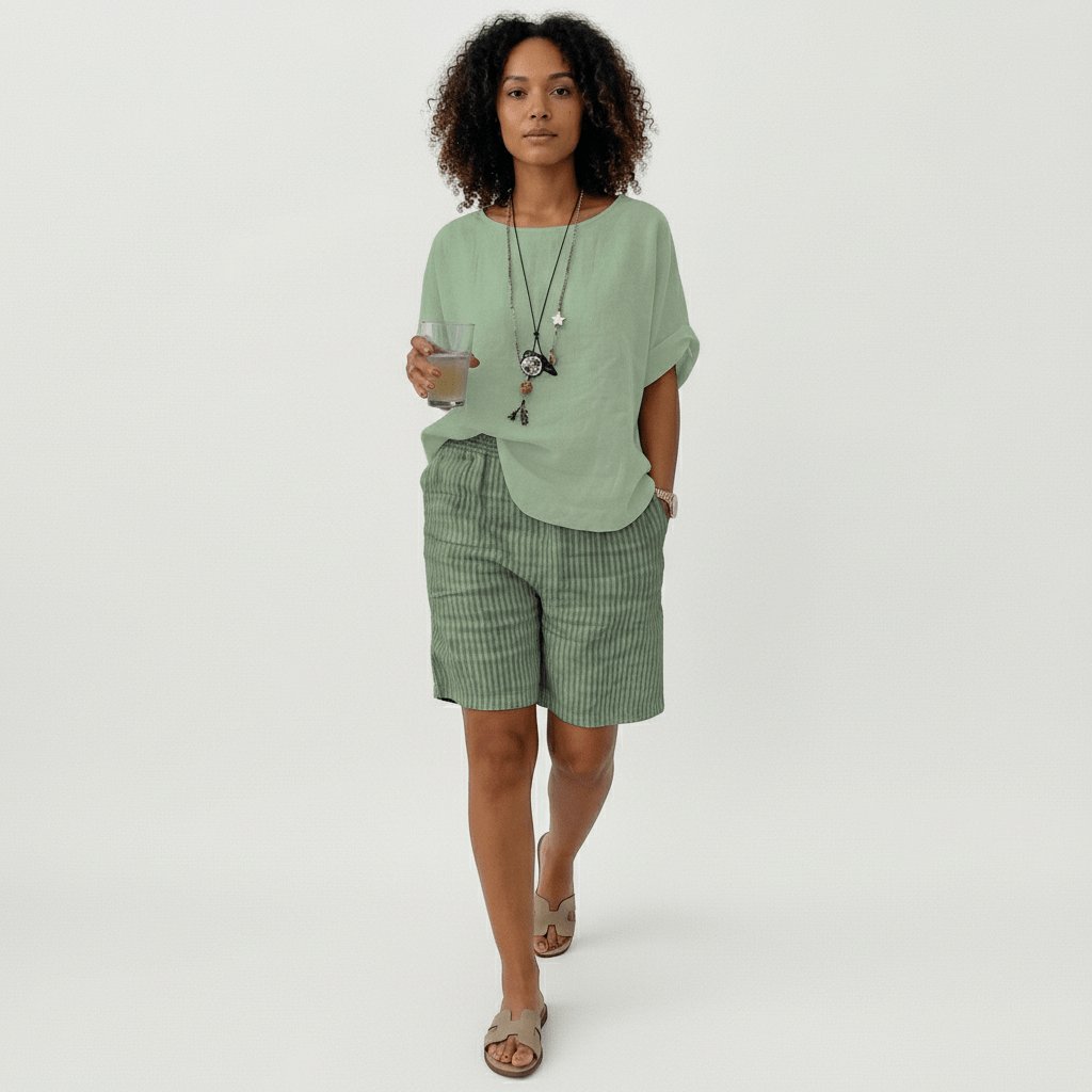 Women's Relaxed-Fit Elastic-Waist Striped Summer Shorts