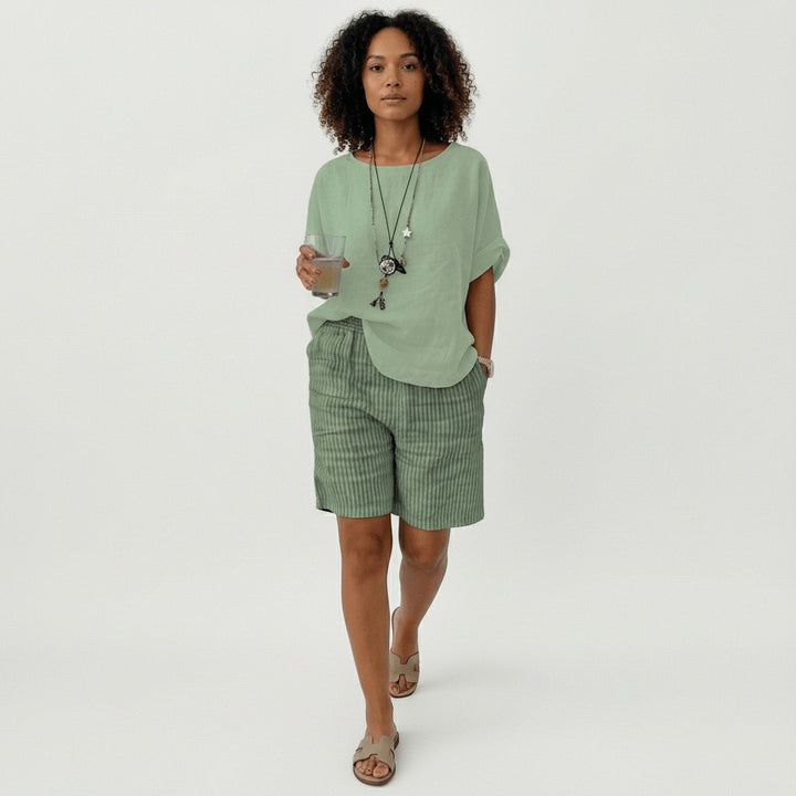 Women's Relaxed-Fit Elastic-Waist Striped Summer Shorts