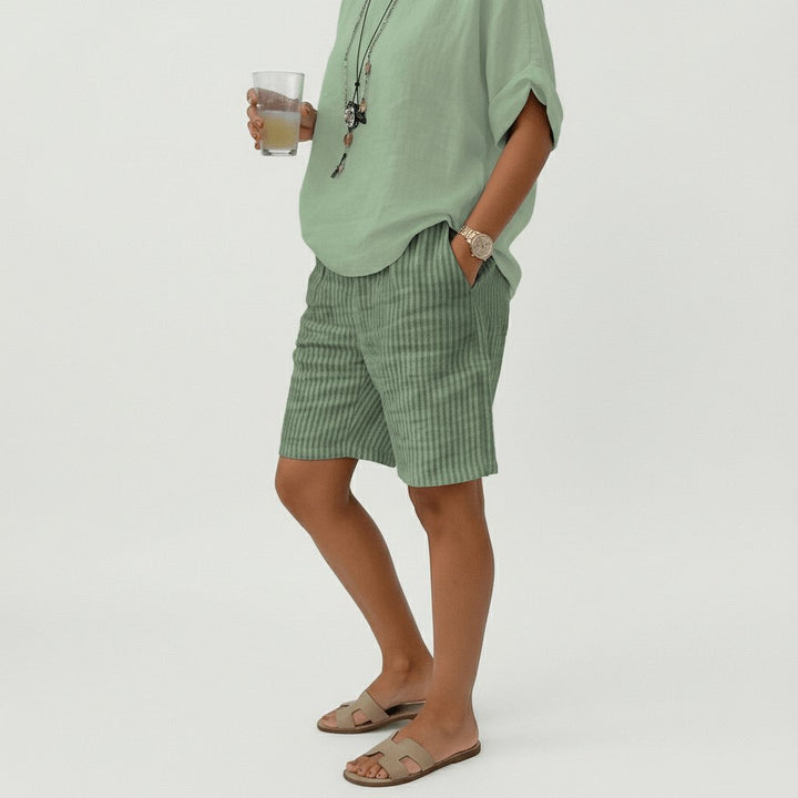 Women's Relaxed-Fit Elastic-Waist Striped Summer Shorts