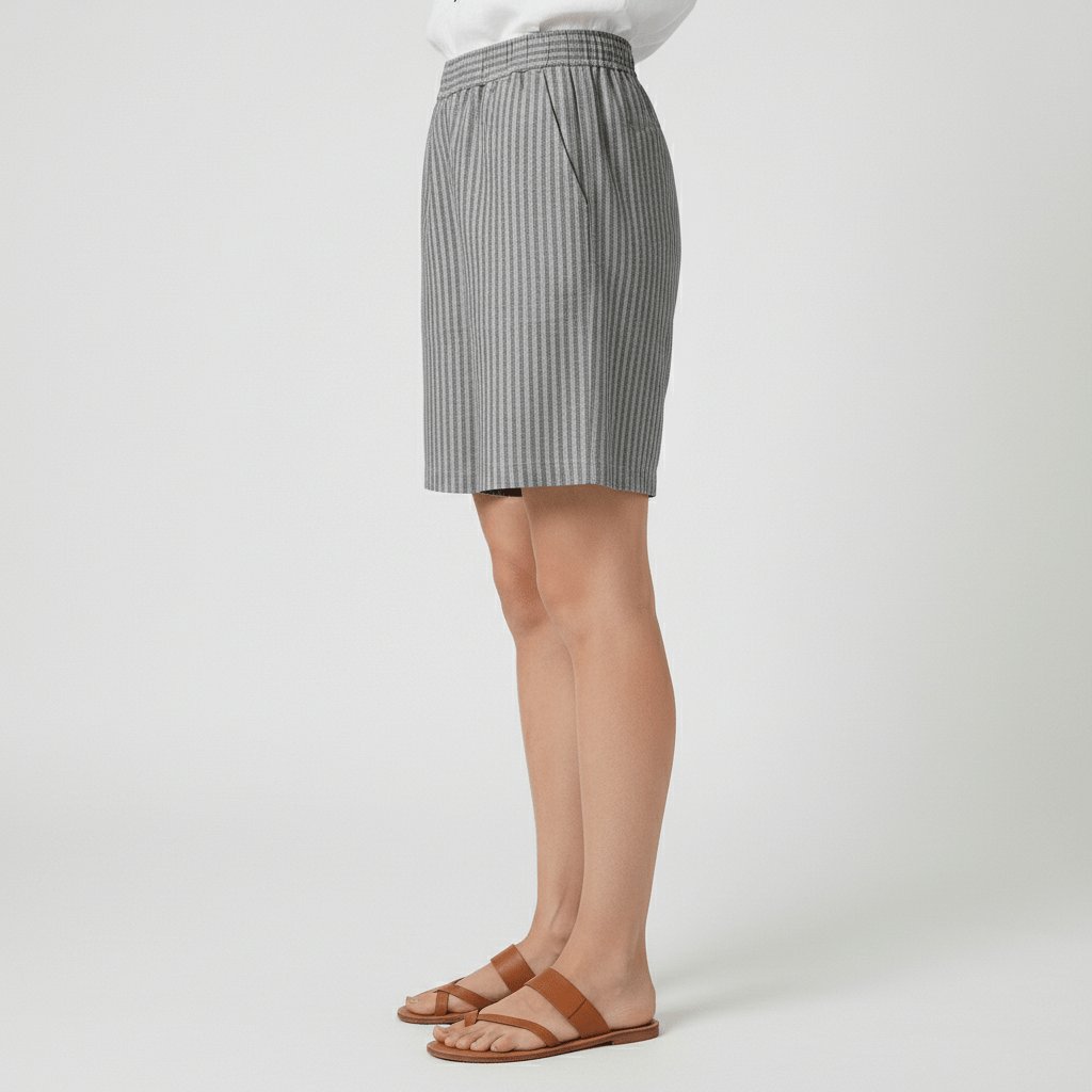 Women's Relaxed-Fit Elastic-Waist Striped Summer Shorts