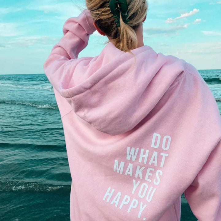 Women's Relaxed-Fit Hooded Pullover Womens Jumper Drawstring Hood - Light Pink