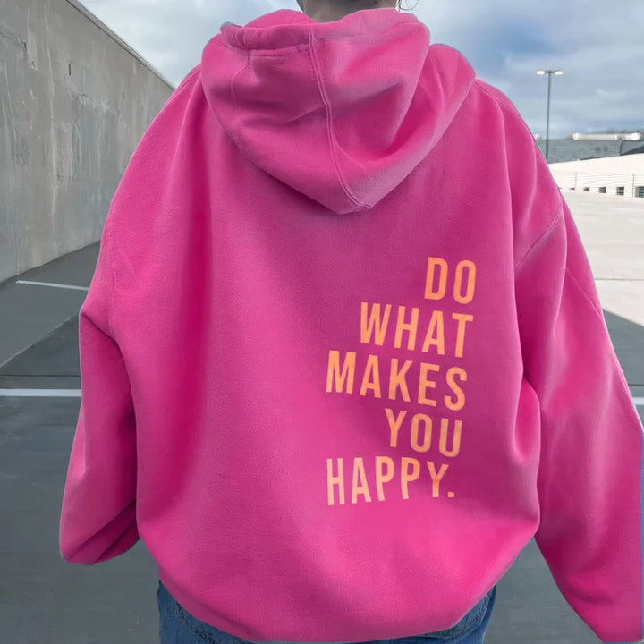 Women's Relaxed-Fit Hooded Pullover Womens Jumper Drawstring Hood - Dark Light Pink