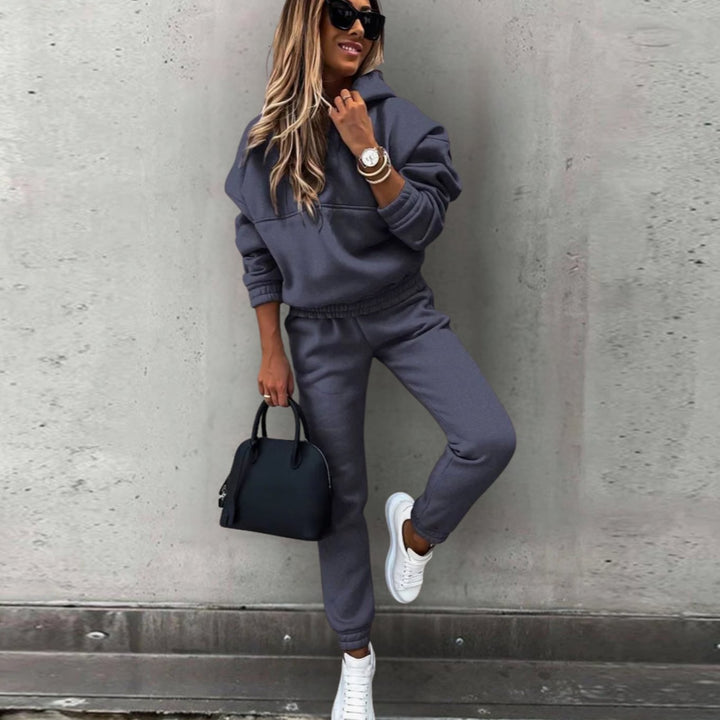 Women's Relaxed Fit Hoodie Joggers Matching Tracksuit Set - Dark Grey