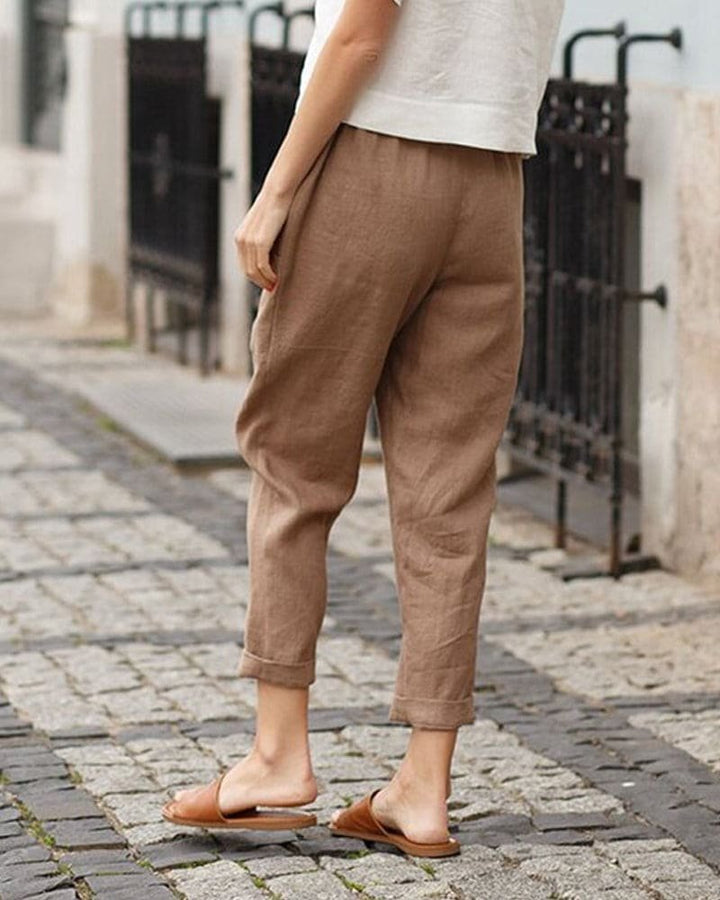 Women's Relaxed-Fit Linen Cotton Tapered Trousers