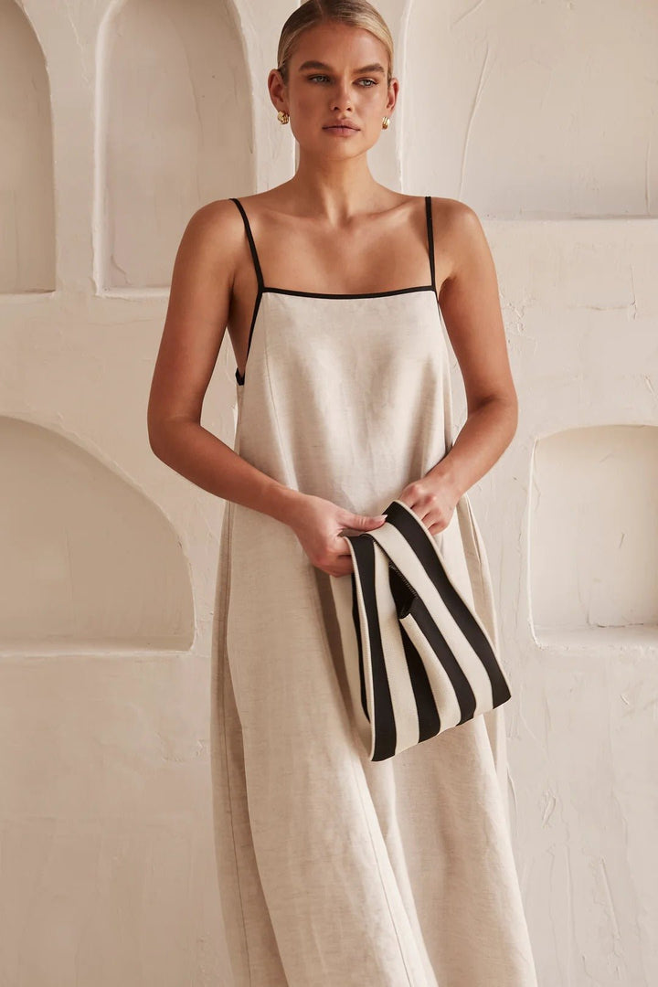 Women's Relaxed-Fit Linen Maxi Dress with Adjustable Straps