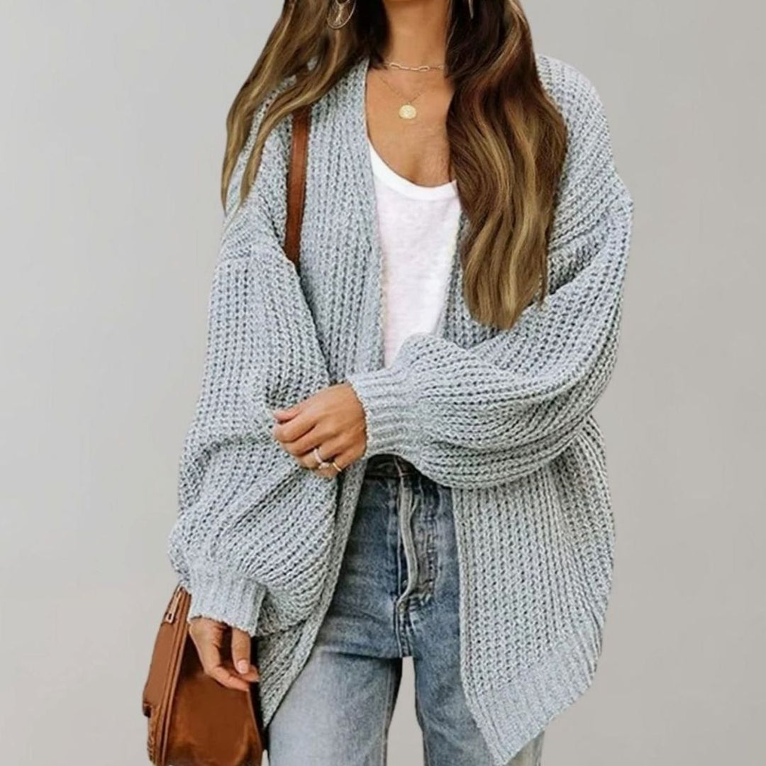 Women's Relaxed Fit Oversized Knit Open Front Cardigan - Grey
