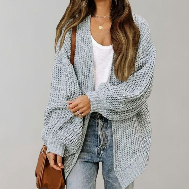 Women's Relaxed Fit Oversized Knit Open Front Cardigan - Grey