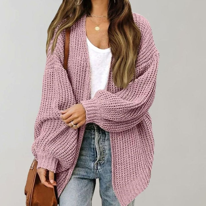 Women's Relaxed Fit Oversized Knit Open Front Cardigan - Pink