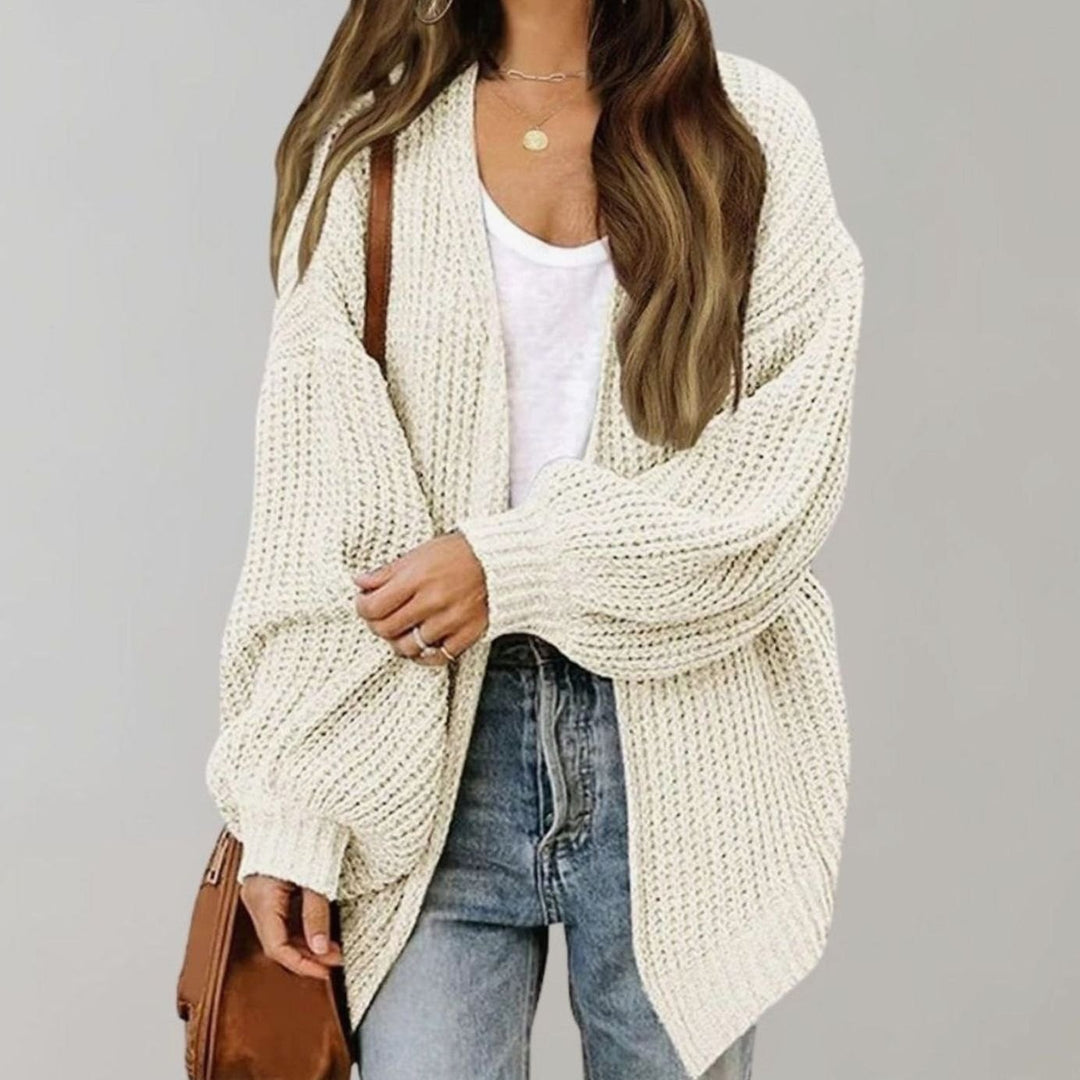 Women's Relaxed Fit Oversized Knit Open Front Cardigan - White