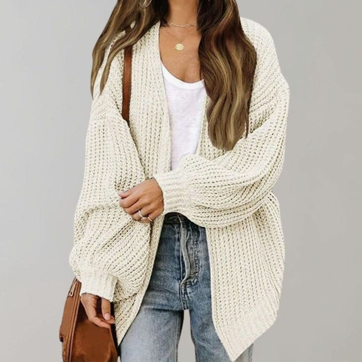 Women's Relaxed Fit Oversized Knit Open Front Cardigan - White