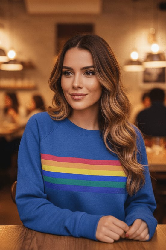 Women's Relaxed-Fit Rainbow Striped Crew-Neck Jumper
