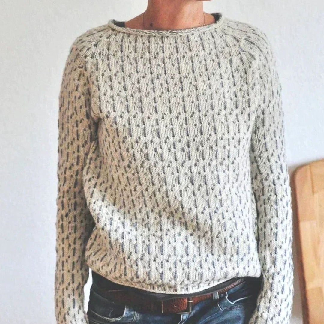 Women's Relaxed-Fit Round Neck Long-Sleeve Knit Sweater