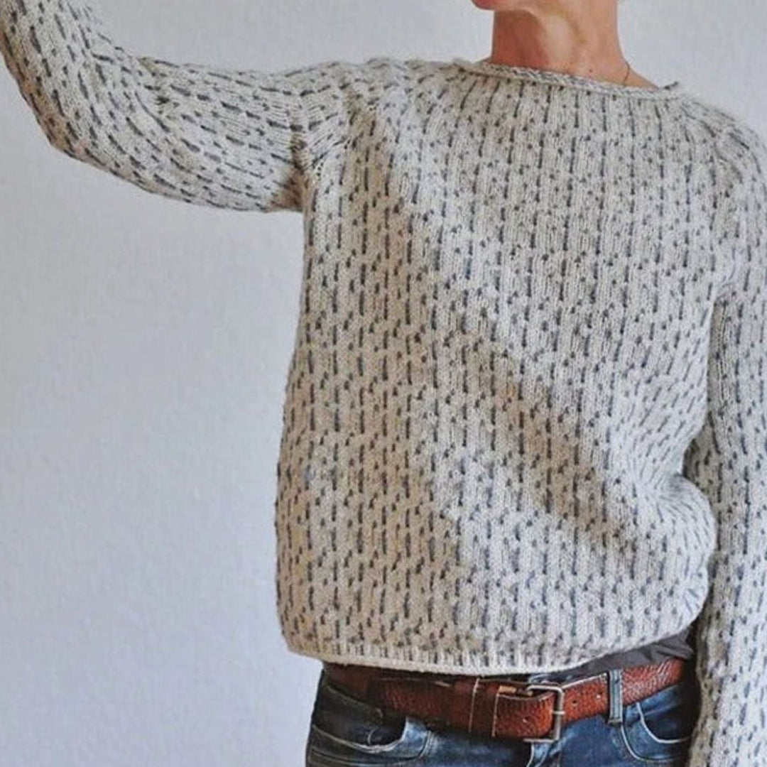 Women's Relaxed-Fit Round Neck Long-Sleeve Knit Sweater