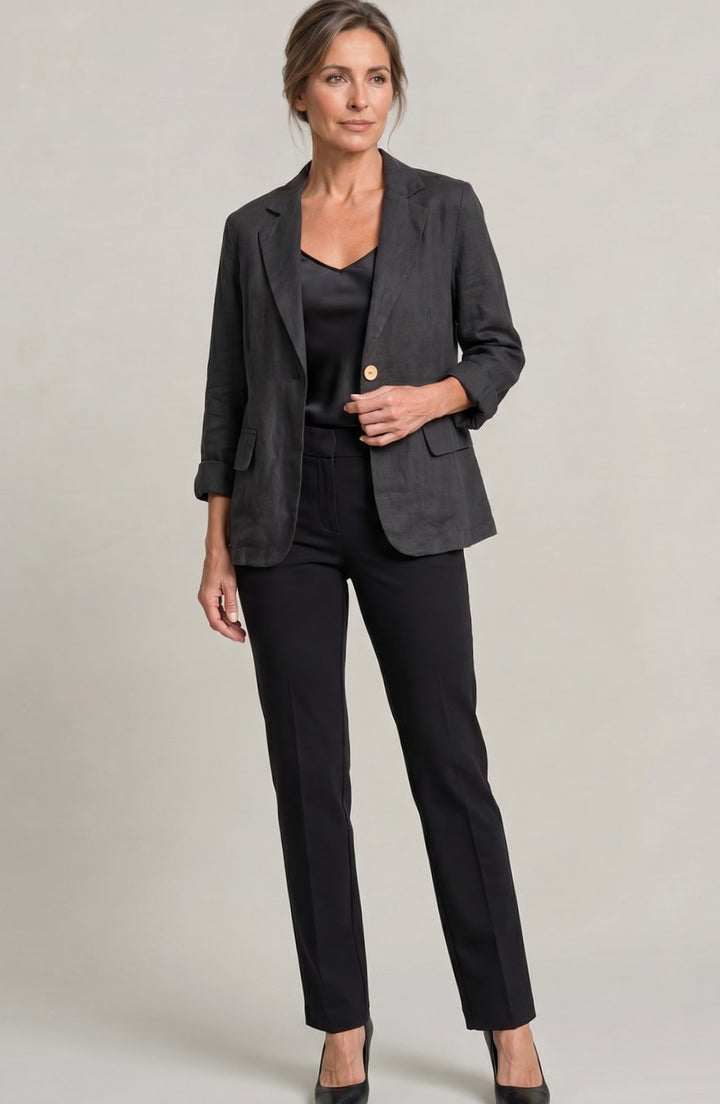 Women's Relaxed Fit Single-Button Wool Coat Blazer