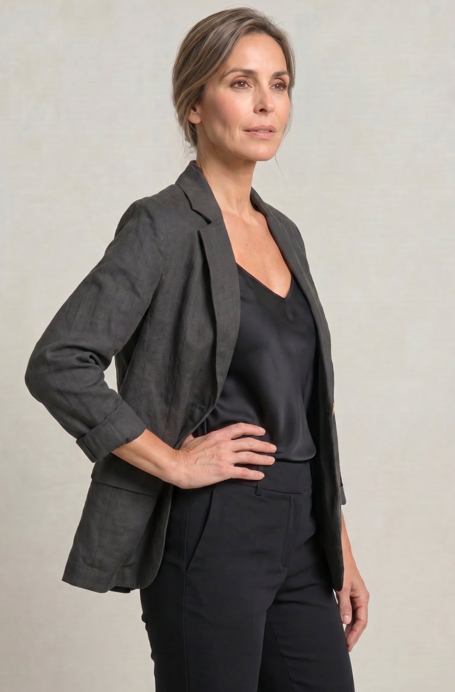Women's Relaxed Fit Single-Button Wool Coat Blazer