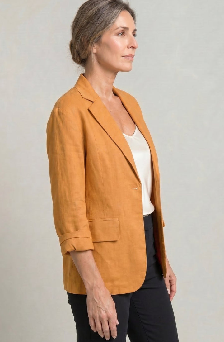 Women's Relaxed Fit Single-Button Wool Coat Blazer