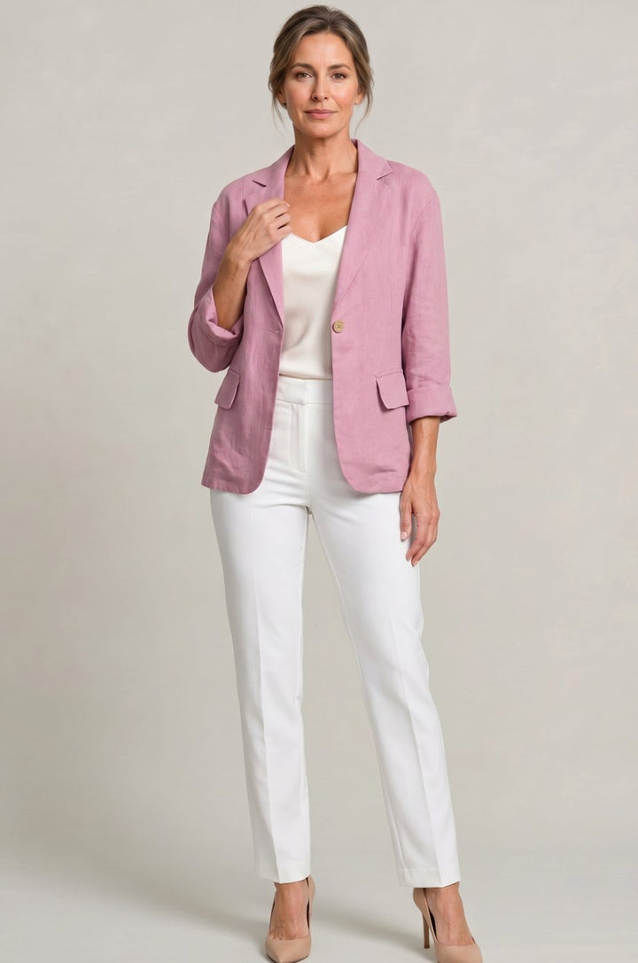 Women's Relaxed Fit Single-Button Wool Coat Blazer