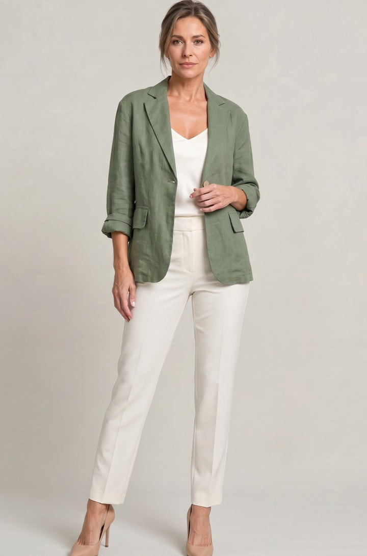 Women's Relaxed Fit Single-Button Wool Coat Blazer