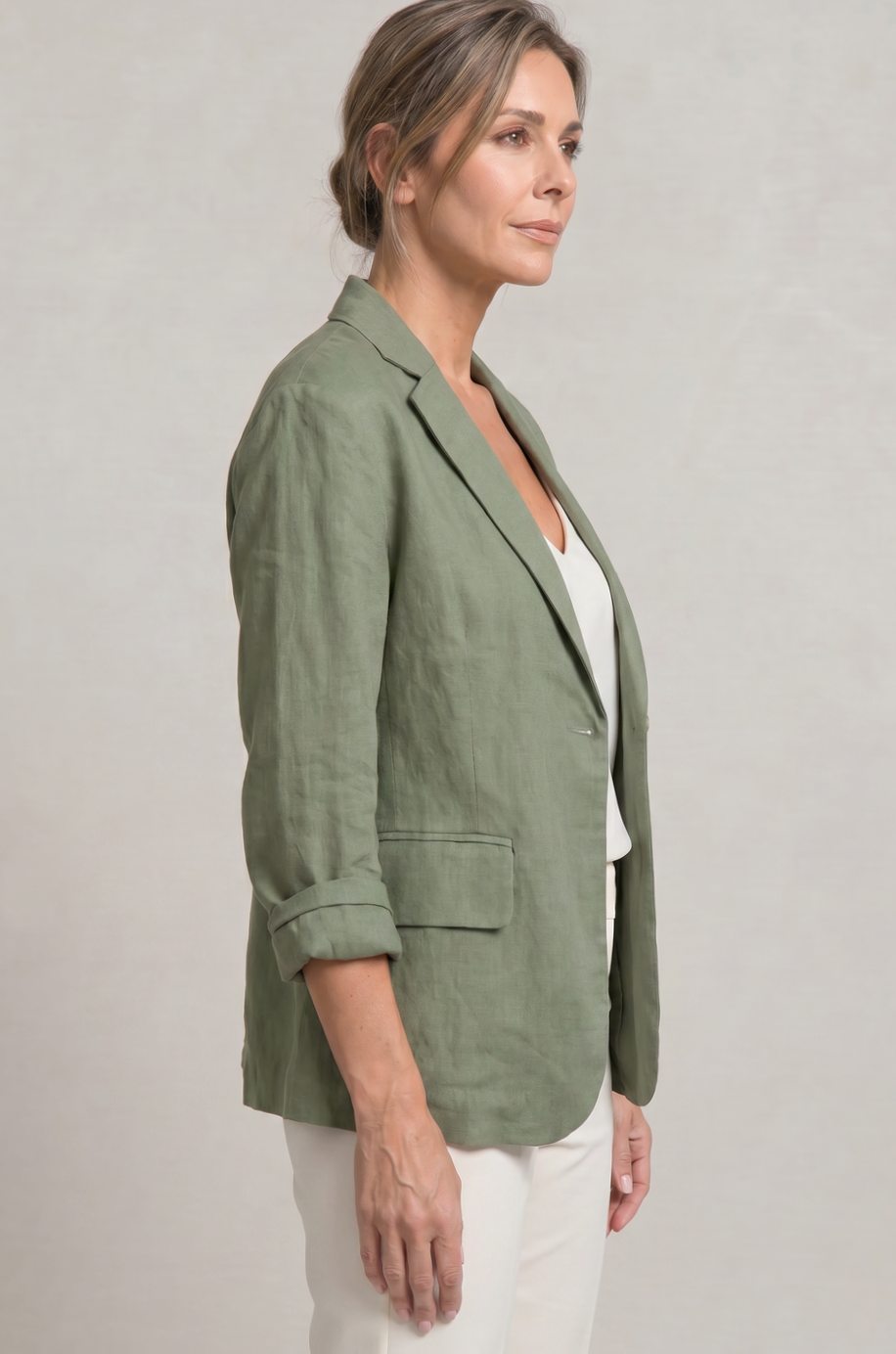 Women's Relaxed Fit Single-Button Wool Coat Blazer
