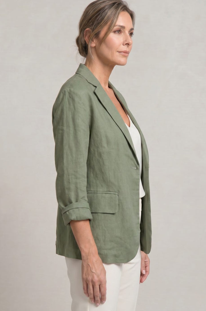 Women's Relaxed Fit Single-Button Wool Coat Blazer