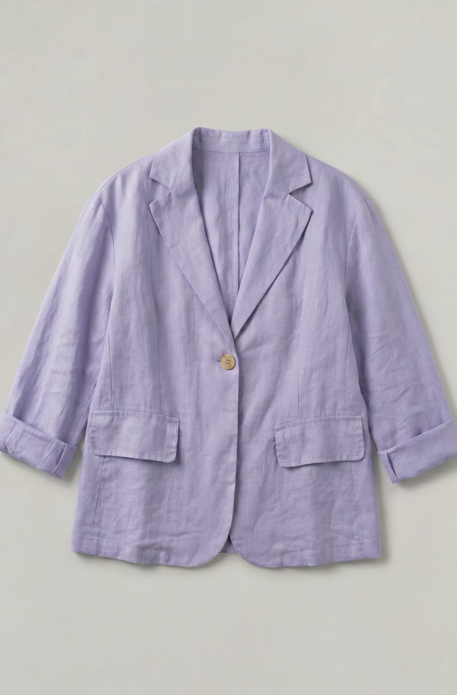 Women's Relaxed Fit Single-Button Wool Coat Blazer