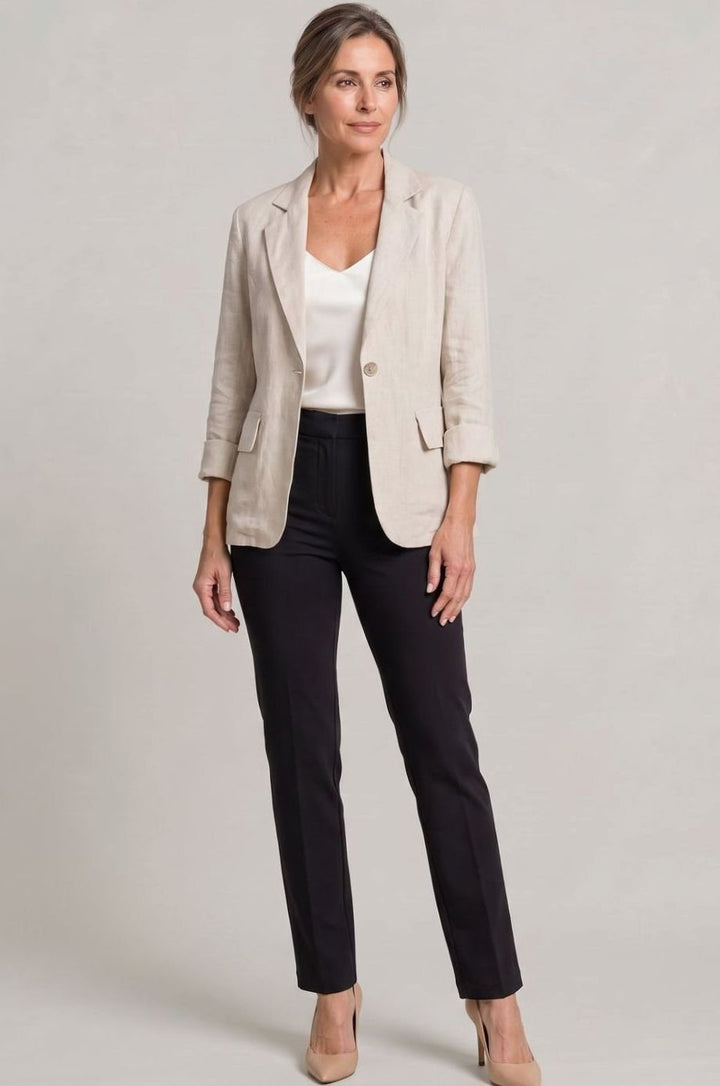 Women's Relaxed Fit Single-Button Wool Coat Blazer