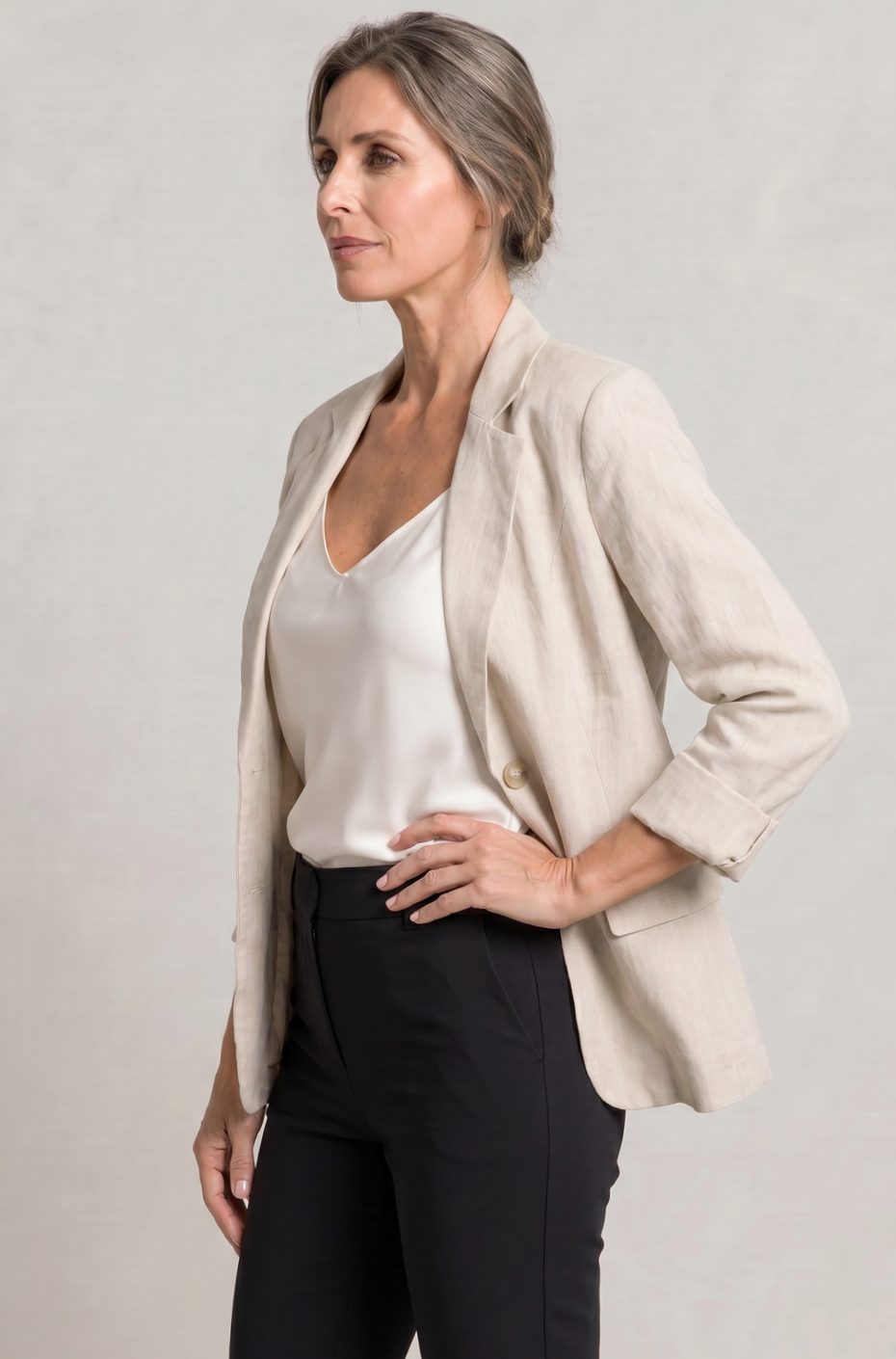 Women's Relaxed Fit Single-Button Wool Coat Blazer