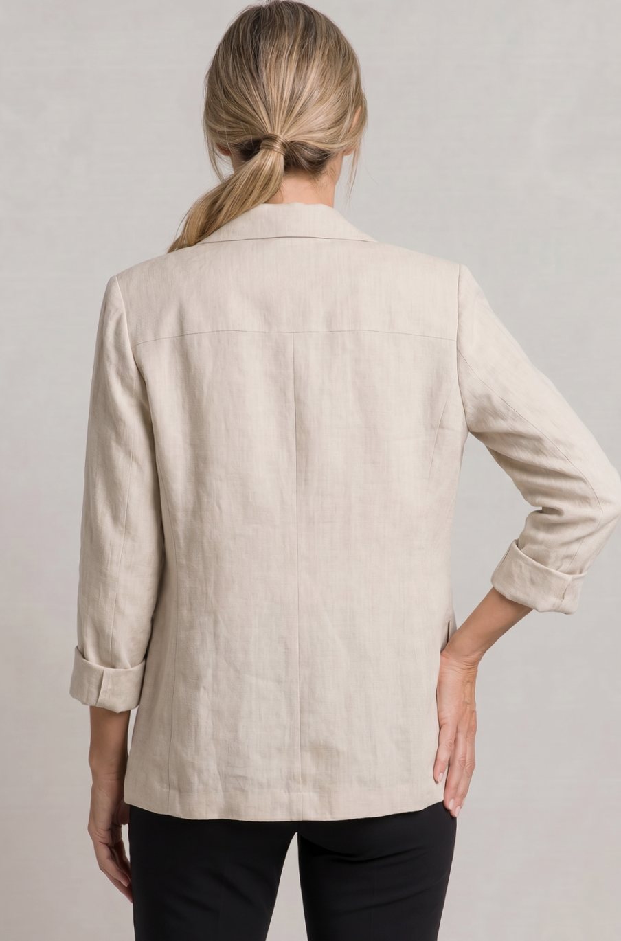 Women's Relaxed Fit Single-Button Wool Coat Blazer