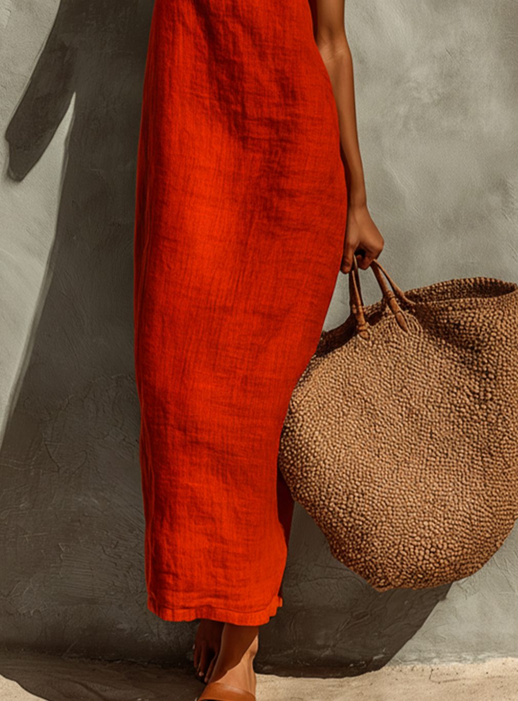 Women's Relaxed-Fit Square-Neck Spaghetti-Strap Linen Maxi Dress
