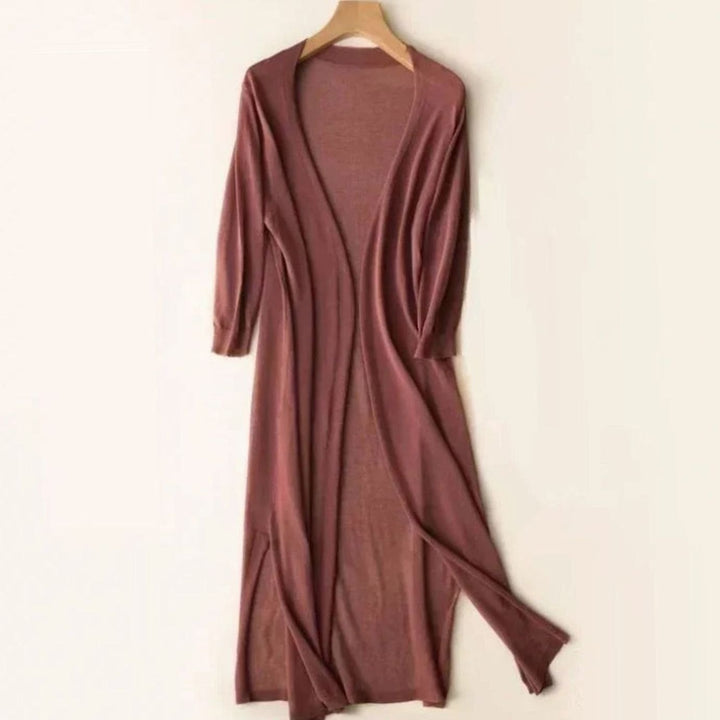 Women's Relaxed Open-Front Lightweight Knit Long Cardigan - Coffee
