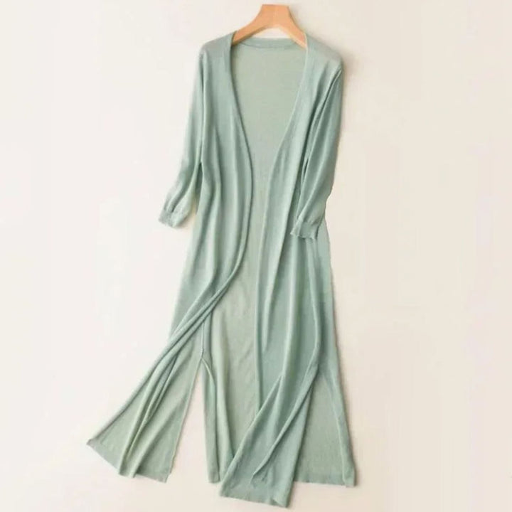 Women's Relaxed Open-Front Lightweight Knit Long Cardigan - Green