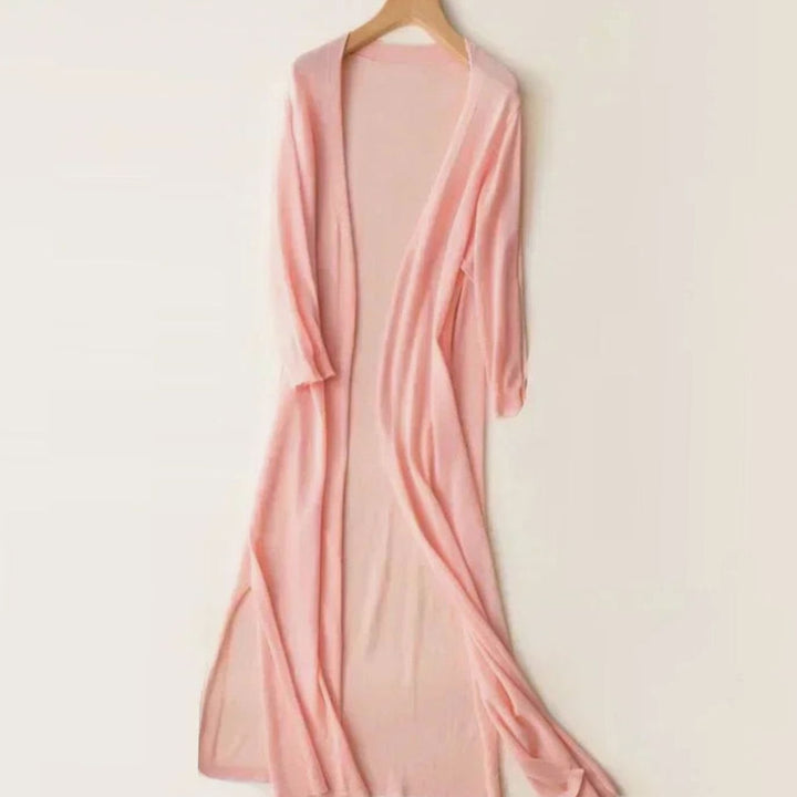 Women's Relaxed Open-Front Lightweight Knit Long Cardigan - Pink