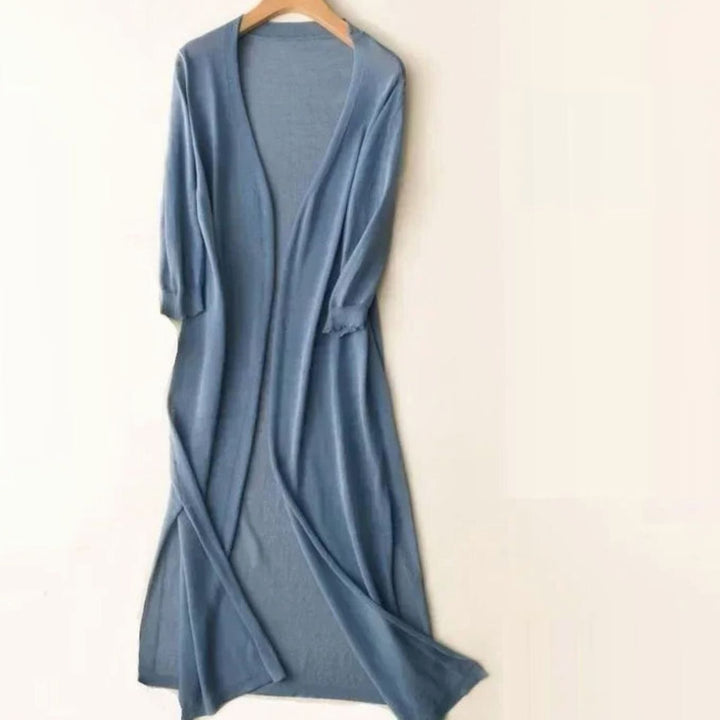 Women's Relaxed Open-Front Lightweight Knit Long Cardigan - Blue