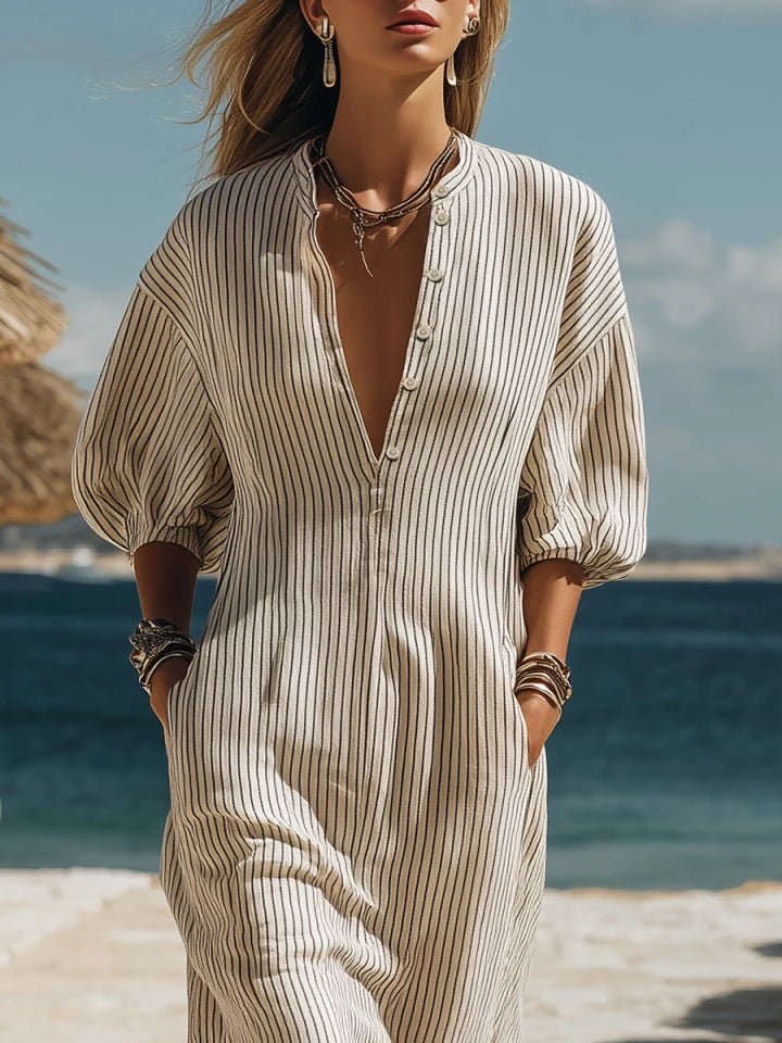 Women's Ribbed Button-Down Midi Dress