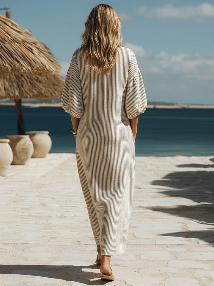 Women's Ribbed Button-Down Midi Dress