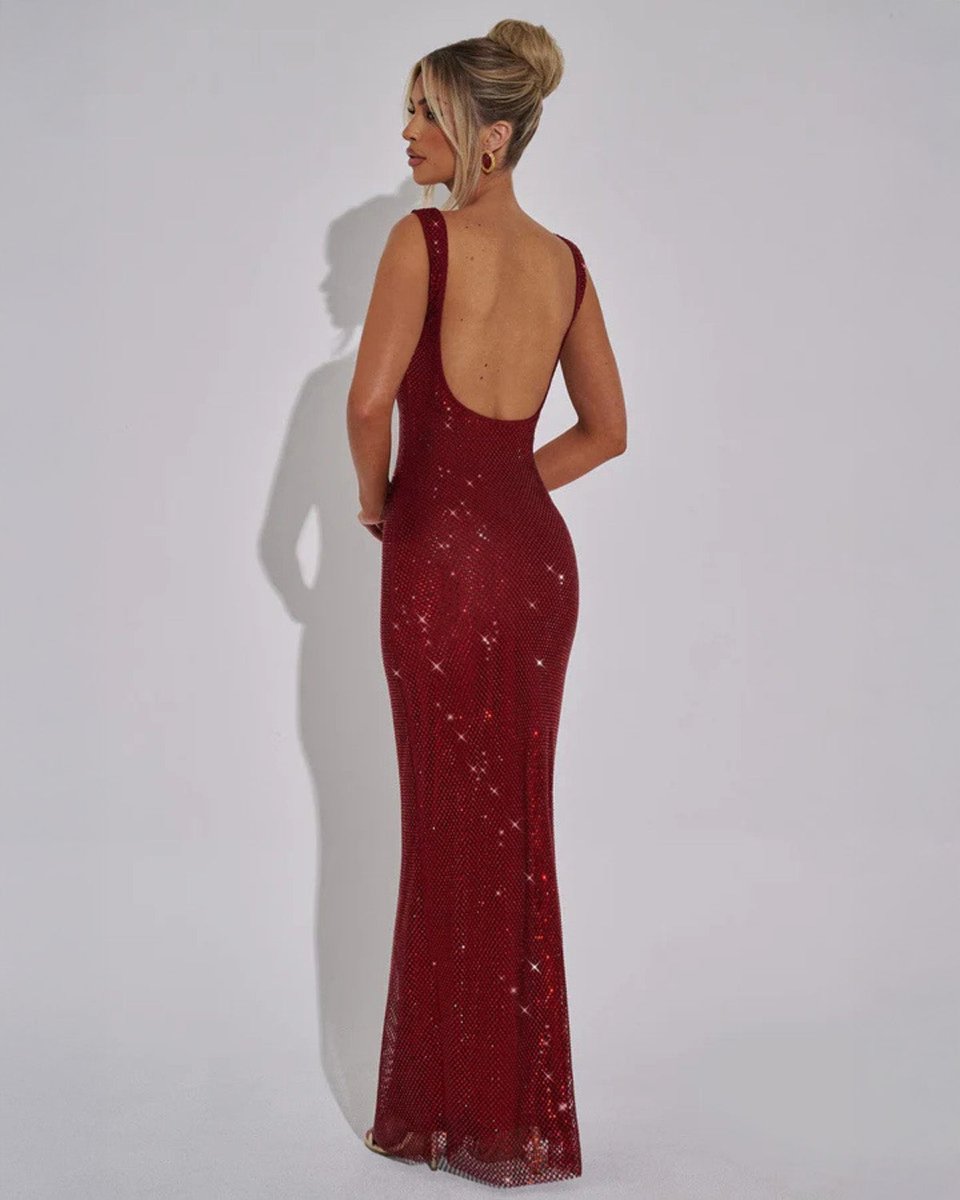Women's Sequin Embellished Sleeveless Maxi Evening Gown