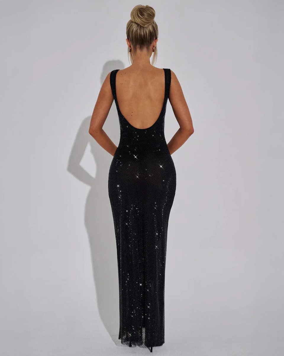 Women's Sequin Embellished Sleeveless Maxi Evening Gown