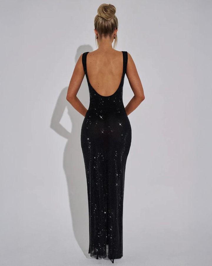 Women's Sequin Embellished Sleeveless Maxi Evening Gown