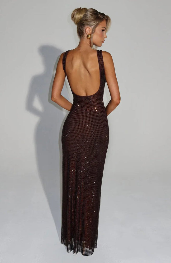 Women's Sequin Embellished Sleeveless Maxi Evening Gown