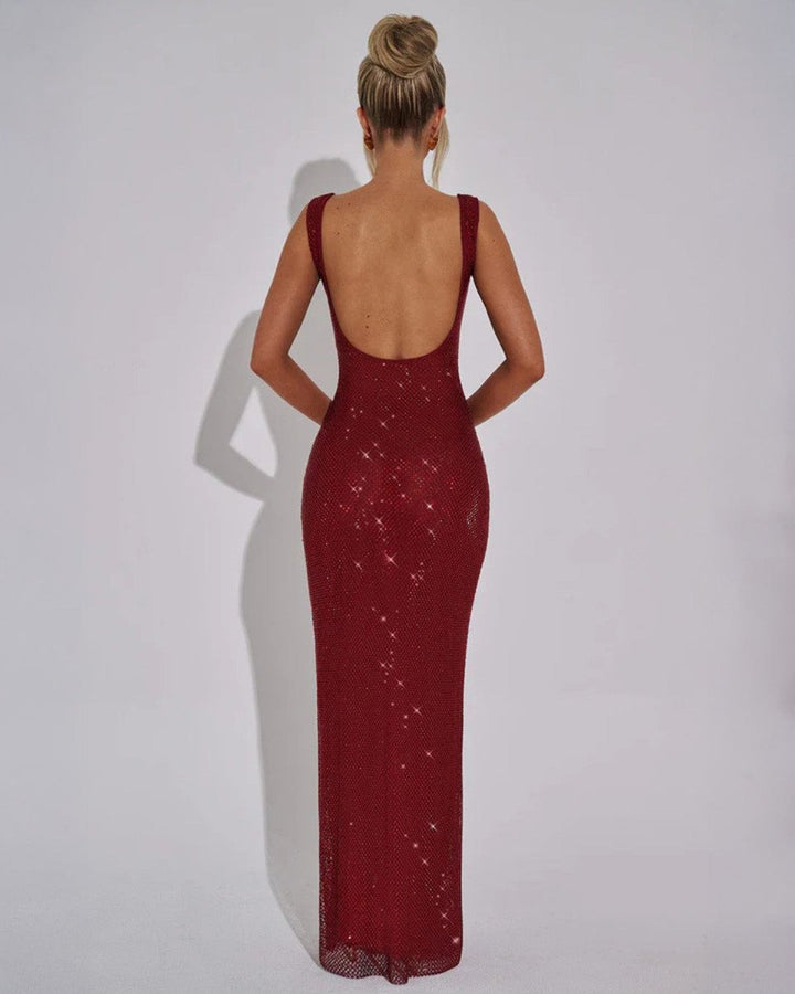 Women's Sequin Embellished Sleeveless Maxi Evening Gown