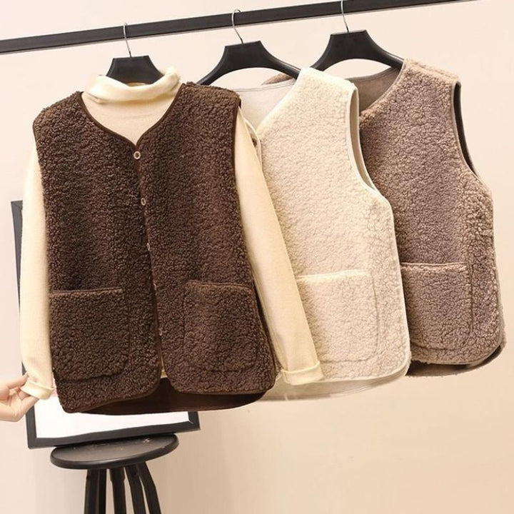 Women's Sherpa Fleece Button-Front Sleeveless Gilet