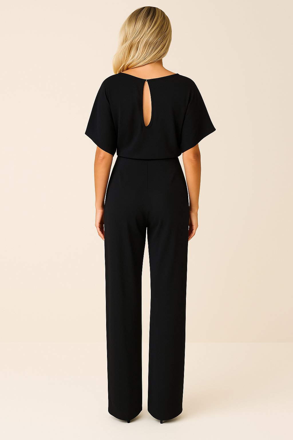 Women's Short Sleeve Belted Jumpsuit Wide Leg