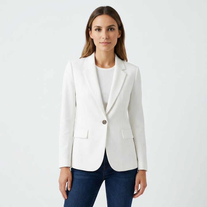 Women's Single-Breasted Fitted White Blazer - Blanco