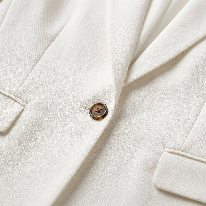 Women's Single-Breasted Fitted White Blazer