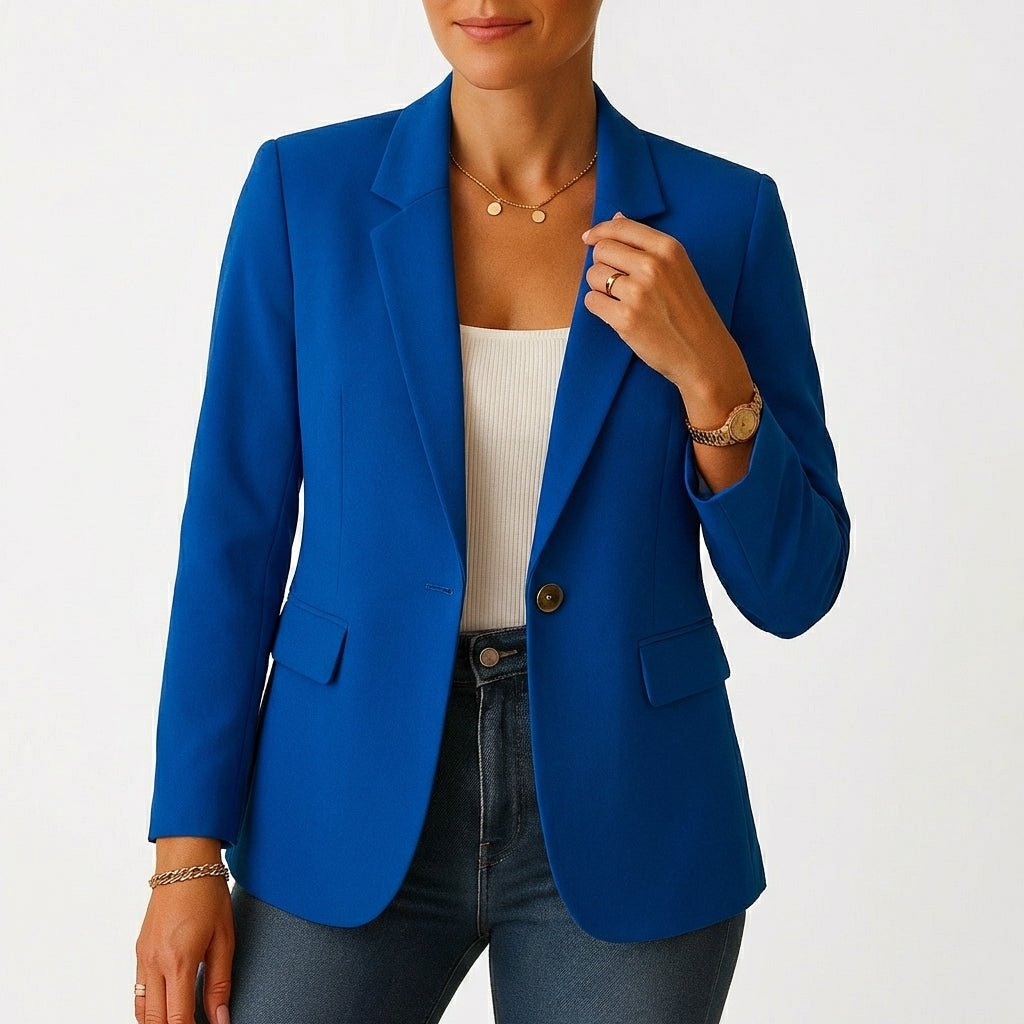 Women's Single-Breasted Fitted White Blazer - Azul