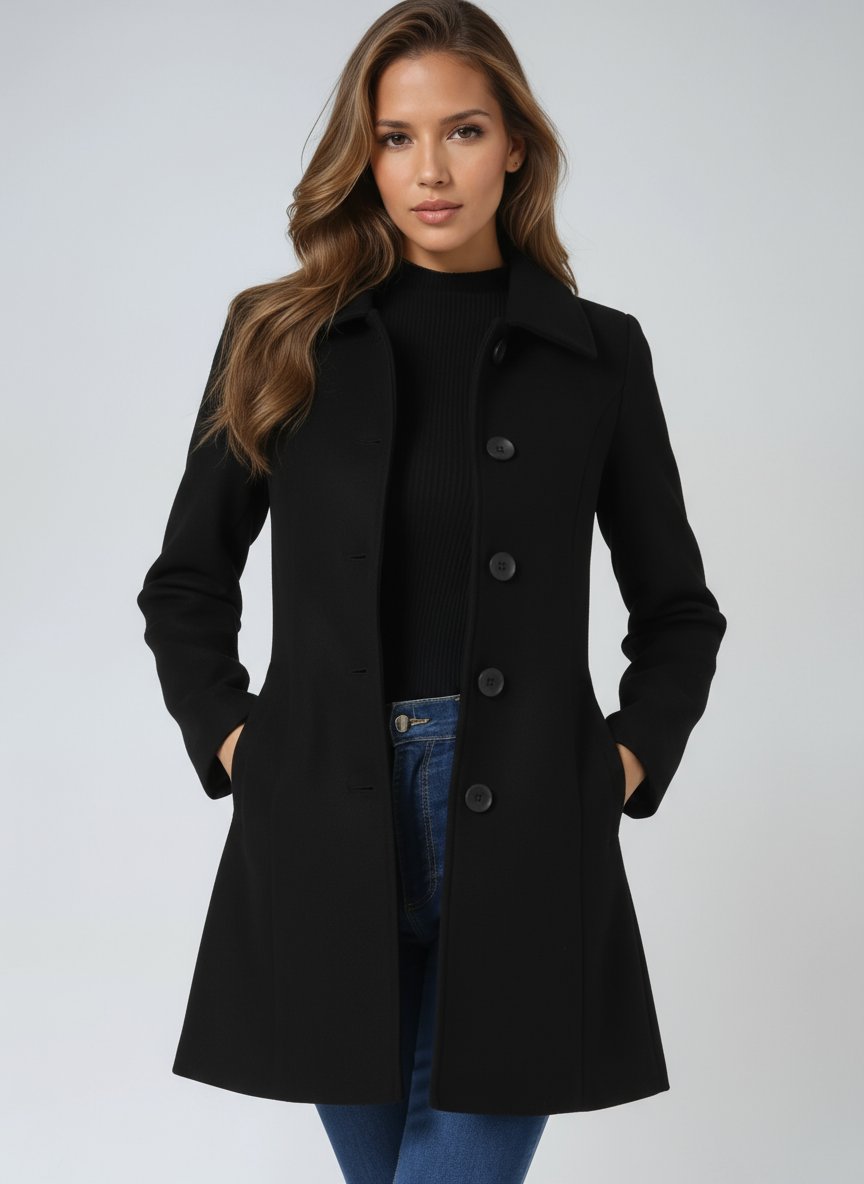 Women's Single-Breasted Structured Midi Winter Coat