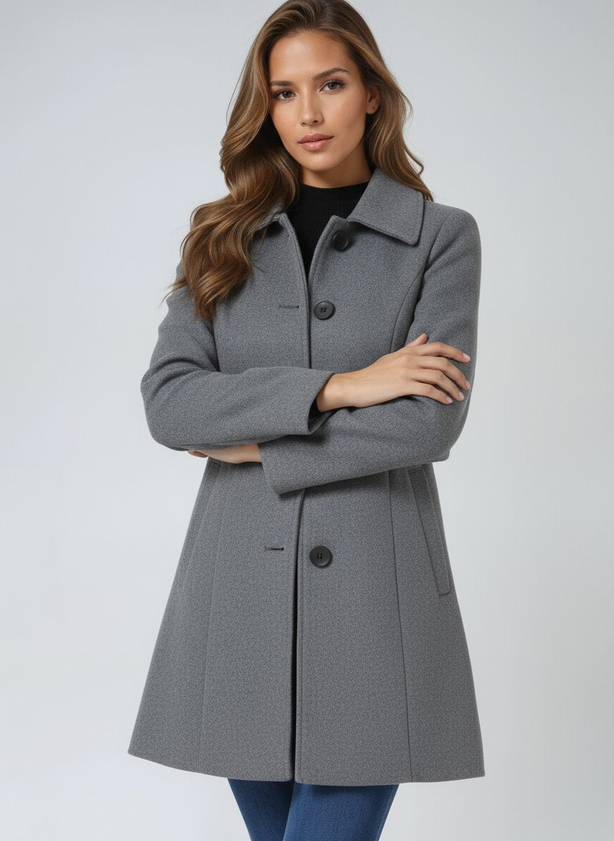 Women's Single-Breasted Structured Midi Winter Coat