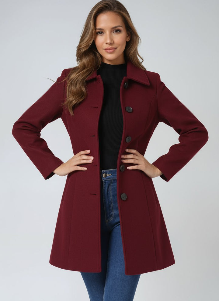 Women's Single-Breasted Structured Midi Winter Coat